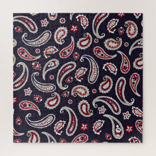 Puzzle Paisley tradicional india, patrón marino.