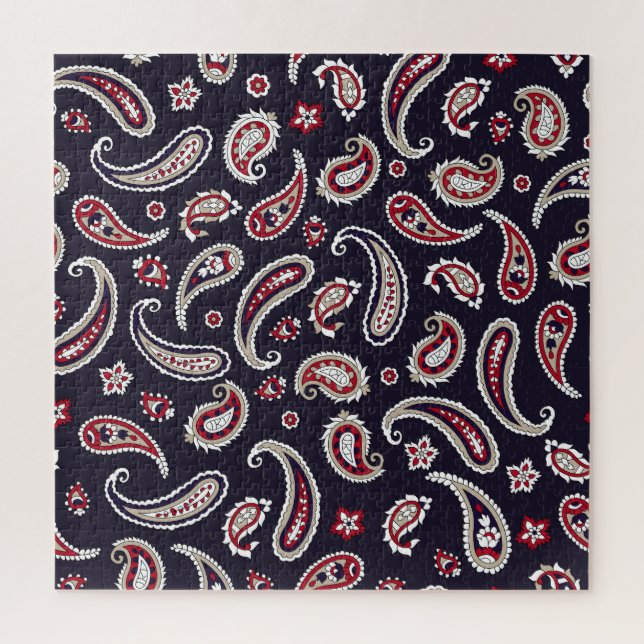 Puzzle Paisley tradicional india, patrón marino. (Vertical)