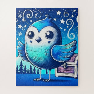 Puzzle Pájaro Azul Alegre