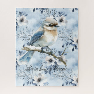 Puzzle Pájaro azul en una rama de árbol