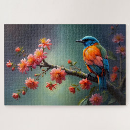 Puzzle Pájaro Colorido en Rama Florida