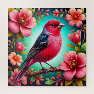 Puzzle Pájaro Colorido Posado en Rama