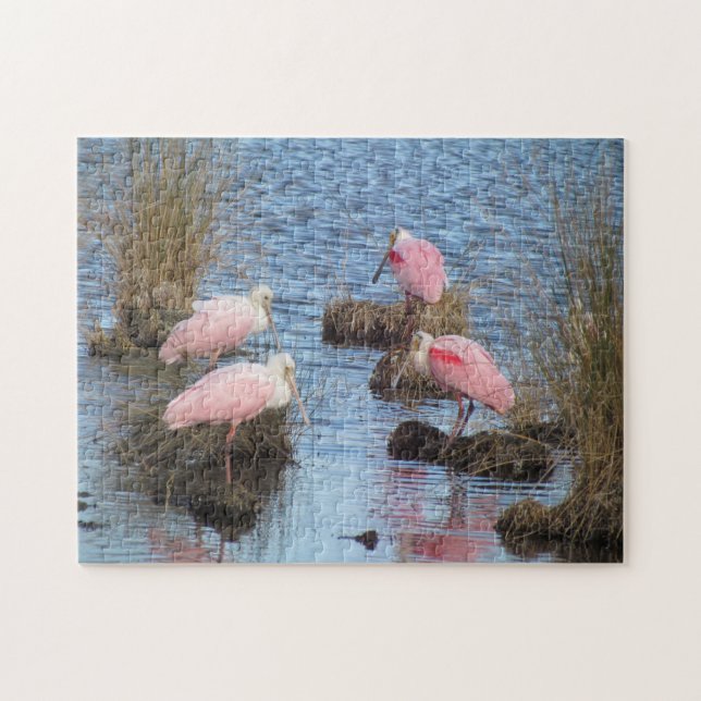 Puzzle Pájaro de agua rosado de los Spoonbills del (Horizontal)