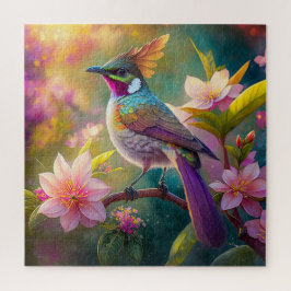 Puzzle Pájaro de fantasía Jay Arcoíris con cresta naranja