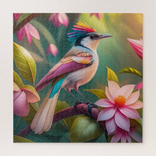 Puzzle Pájaro de fantasía Jay con cresta de arcoíris