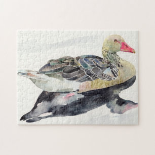 Puzzle Pájaro de la acuarela del drenaje de la mano, pato