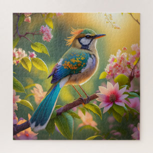 Puzzle Pájaro de la Fantasía Verde azulada con Cabecera V
