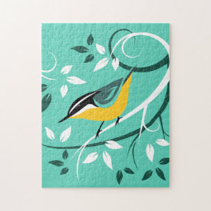 Puzzle Pájaro De Nuthatch En Árbol
