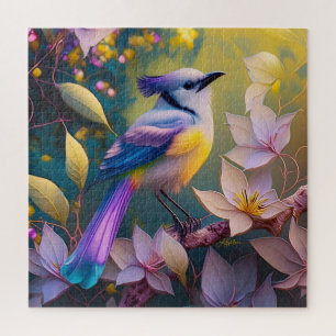Puzzle Pájaro Fantasía de Pecho Amarillo con Cresta Viole
