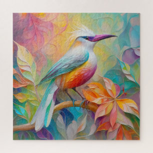 Puzzle Pájaro Fantasía de Pecho Rojo y Pico Rosa