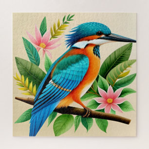 Puzzle Pájaro Martín Pescador Colorido Posado en una Rama