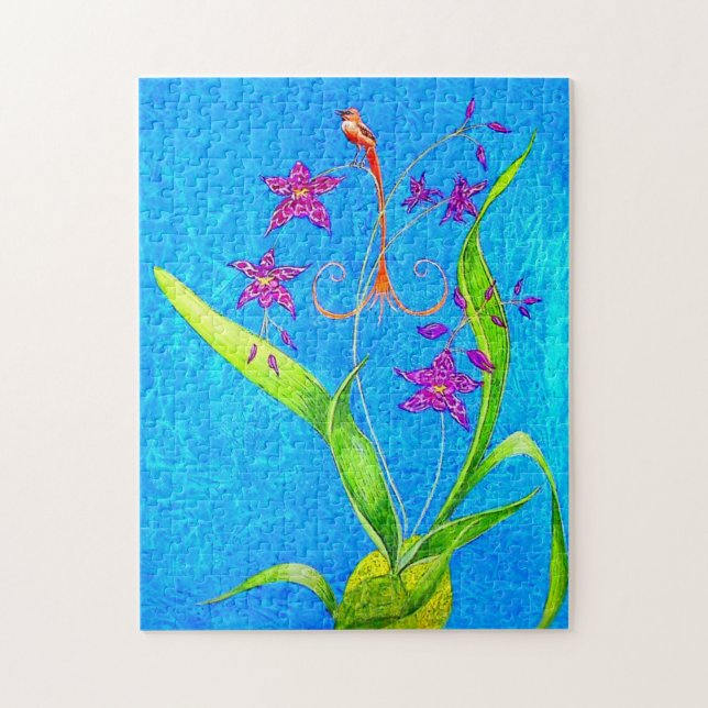 Puzzle Pájaro Orquídea Pequeño y Bonito (Vertical)