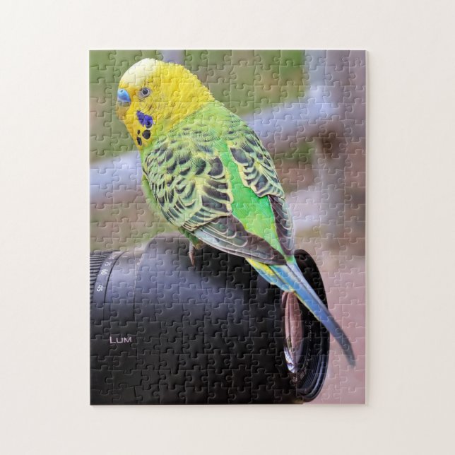 Puzzle Pájaro paracaidista brillante en lentes de cámara (Vertical)