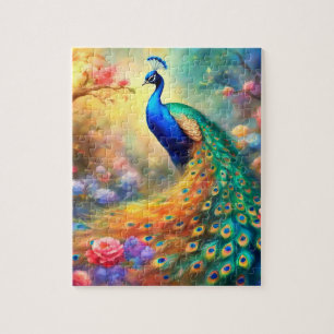 Puzzle Pájaro pavo 100 con flores