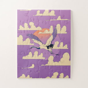 Puzzle Pájaro rosado de grúa asiática