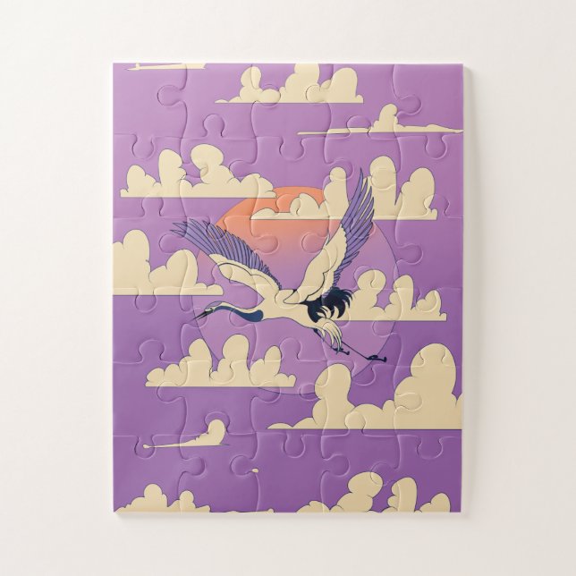 Puzzle Pájaro rosado de grúa asiática (Vertical)
