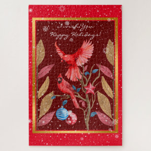 Puzzle Pájaros cardinales en el Personalizar del árbol de