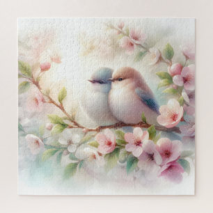 Puzzle Pájaros de amor de primavera Flor de cerezo floral