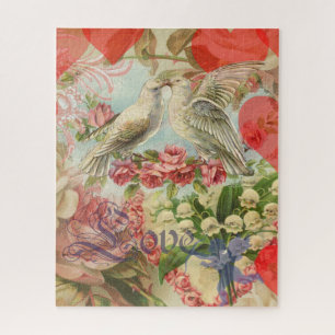 Puzzle Pájaros de Amor Vintage Antiguo Corazón
