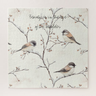 Puzzle Pájaros en un árbol de invierno