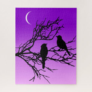 Puzzle Pájaros en una rama, negros contra el crepúsculo m