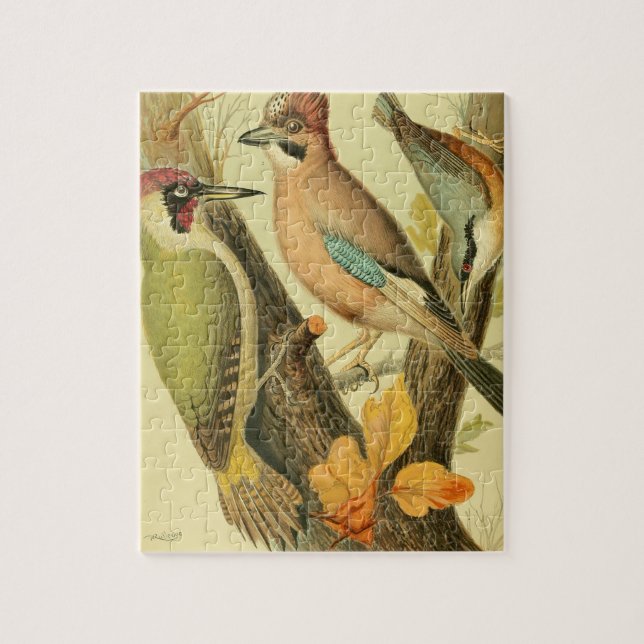 Puzzle Pájaros verdes de vintage (Vertical)