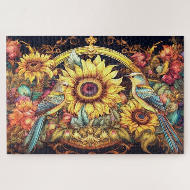 Puzzle Pájaros y Girasoles (Horizontal)