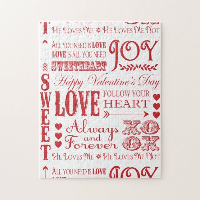Puzzle Palabra vintage moderna Valentine Love collage (Vertical)