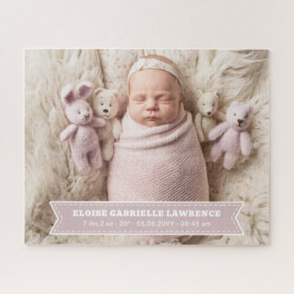 Puzzle Pale Dusty Pink Newborn Baby Girl Photo