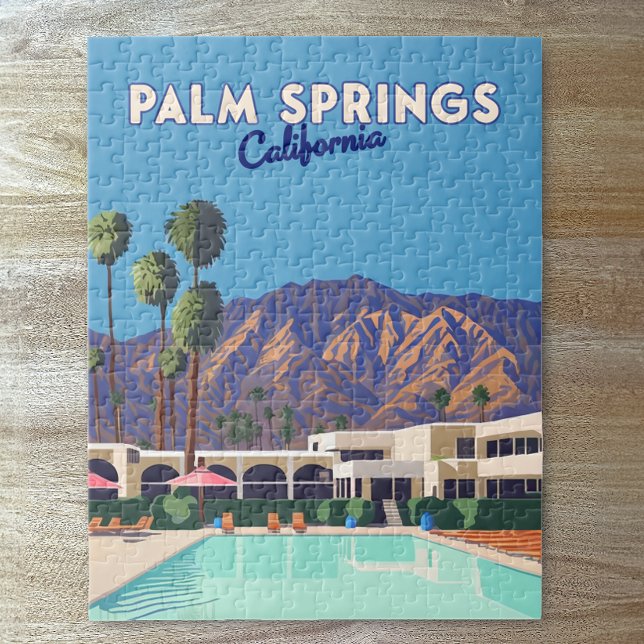 Puzzle Palm Springs California Pool Hotel Trees Retro (Subido por el creador)