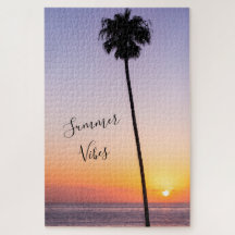 Palm Tree Beach Sunset de la playa Tropical Púrpur