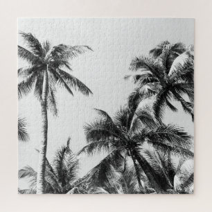 Puzzle Palm Tree Leaf Black White