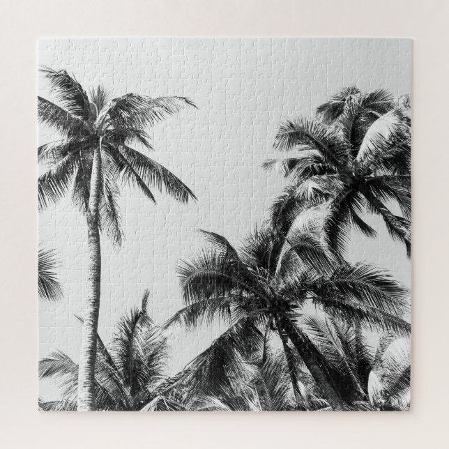 Puzzle Palm Tree Leaf Black White (Vertical)