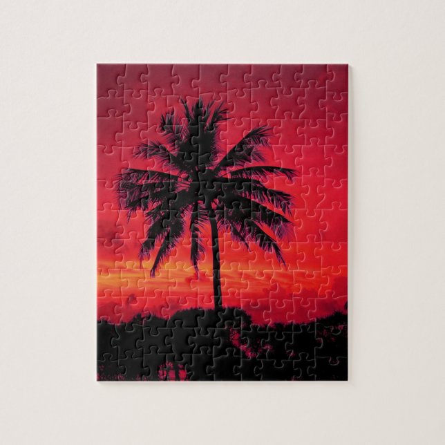 Puzzle Palm Trees Exóticas Rojas de Hawaii Sunset (Vertical)
