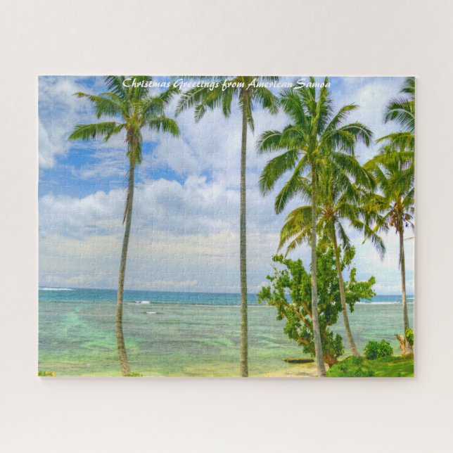 Puzzle Palm Trees Samoa Americana.Saludos de Navidad (Horizontal)