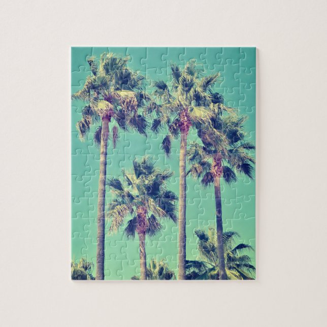 Puzzle Palm Trepical Vintage en Verde azulado (Vertical)