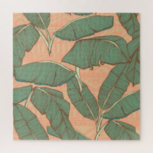 Puzzle Palm Tropical: Fondo de hoja sin costura