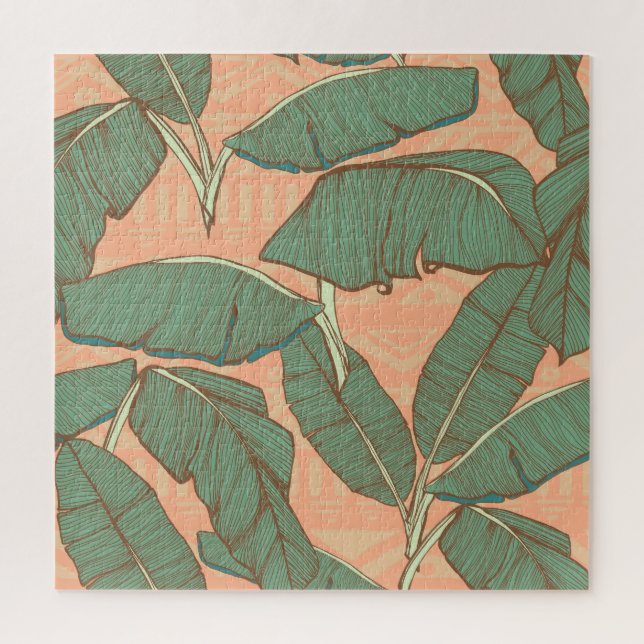 Puzzle Palm Tropical: Fondo de hoja sin costura (Vertical)
