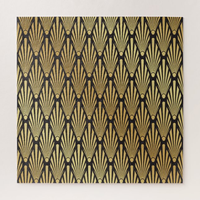 Puzzle Palmas Art Deco: Oro Negro. (Vertical)