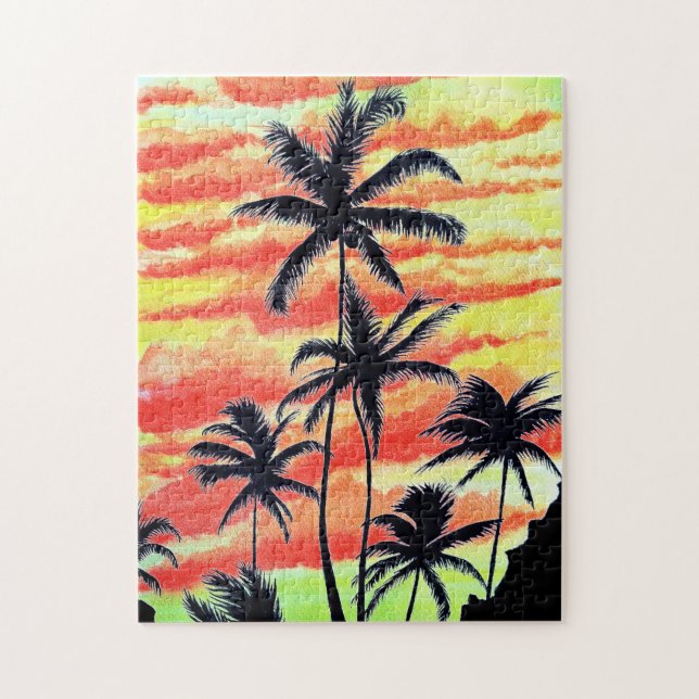 Puzzle Palmas de Coco Sunset de Hawái (Vertical)