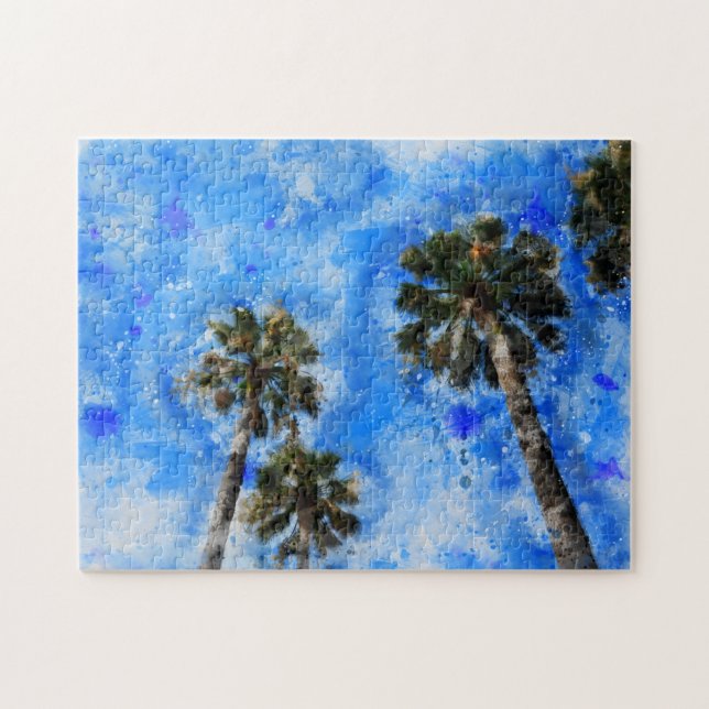 Puzzle Palmen am blauen Himmel - (Horizontal)