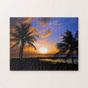 Puzzle palmeras al atardecer