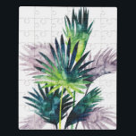 Puzzle Palmeras alumbradas- Pisos de palma<br><div class="desc">"Twilight Palms III" de Grace Popp. La vegetación tropical tiene un estilo acuático.</div>