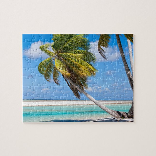 Puzzle Palmeras en la playa del océano (Horizontal)