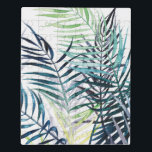 Puzzle Palmeras iluminadas - Hojas tropicales<br><div class="desc">"Twilight Palms I" de Grace Popp. La vegetación tropical tiene un estilo acuático.</div>