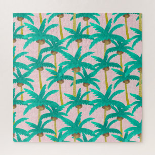 Puzzle Palmeras Tropicales: Patrón de verano acuarela