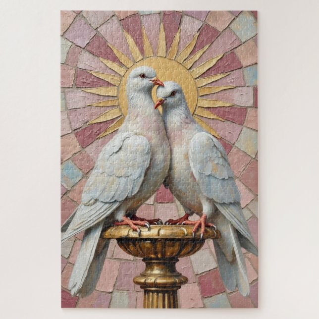 Puzzle Palomas de Pureza Renacimiento Acicalándose (Vertical)