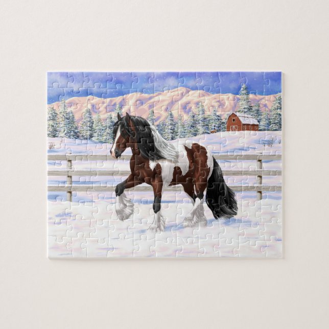 Puzzle Pan Bay Pinto Gypsy Vanner Borrador De Caballo En  (Horizontal)