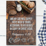 Puzzle Pan | Philippians 4:19 Biblia Verse 8 x 10 o super<br><div class="desc">Esta es una versión más flexible del rompecabezas... Este hermoso rompecabezas presenta el verso inspirador de los filipinos 4:19, "Y mi Dios proveerá todas las necesidades tuyas según sus riquezas en gloria en Cristo Jesús". El verso está puesto en el fondo de una tentadora variedad de deliciosos panes sobre una...</div>