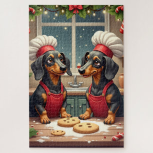 Puzzle Panaderos de galletas de Navidad Dachshund Pintura